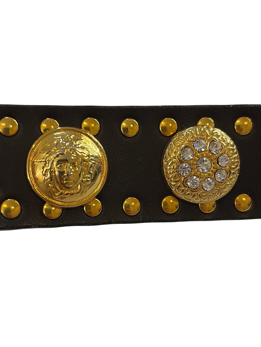 Rare Vintage Gianni Versace Medusa Studded Leather Belt - Picture 2 of 16